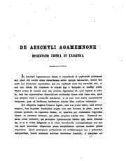 Tapa de De Aeschyli Agamemnone dissertatio critica et exegetica