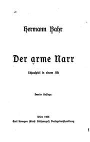 Tapa de Der Arme Narr: Schauspiel in einem Akt