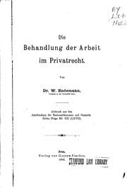 Tapa de Die Behandlung der Arbeit im Privatrecht