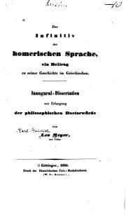 Tapa de Der Infinitiv der homerischen Sprache: Ein Beitrag zu seiner Geschichte im griechischen