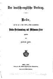 Tapa de Der Deutsch-englische Vertrag: Rede, auf der am 1. Juli 1890 zu Köl ..