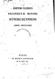 Tapa de Didymi Clerici prophetæ minimi Hypercalypseos liber singularis