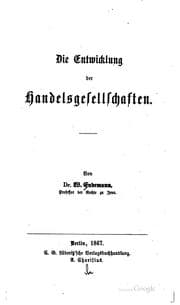 Tapa de Die Entwicklung der Handelsgesellschaften