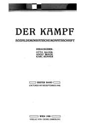 Tapa de Der Kampf: Sozialdemokratische Monatsschrift