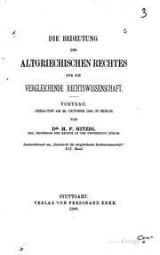 Tapa de Die Bedeutung des altgriechischen Rechtes für die vergleichende ..