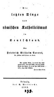 Tapa de Die letzten Dinge des römischen Katholicismus in Deutschland