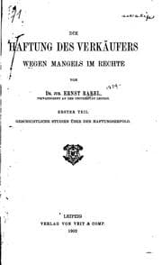 Tapa de Die Haftung des Verkaeufers wegen mangels im Rechte