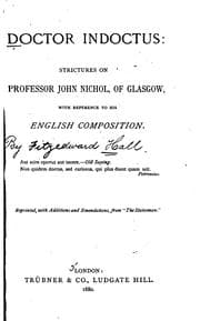 Tapa de Doctor Indoctus: Strictures on Professor John Nichol, of Glasgow: With Reference to His English ..