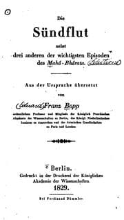 Tapa de Die Sündflut: Nebst drei anderen der wichtigsten Episoden des Mahâ-bhârate