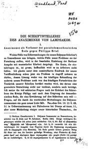 Tapa de Die Schriftstellerei des Anaximenes von Lampsakos