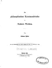Tapa de Die philosophischen Kunstausdrücke in Notkers Werken