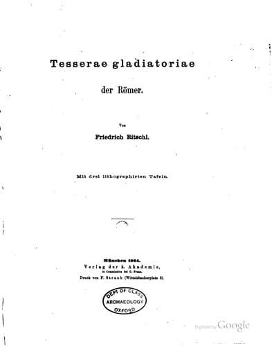 Tapa de Die Tesserae Gladiatoriae der Römer