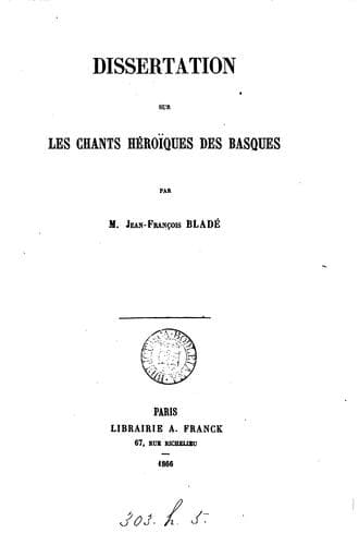 Tapa de Dissertation sur les chants héroïques des Basques