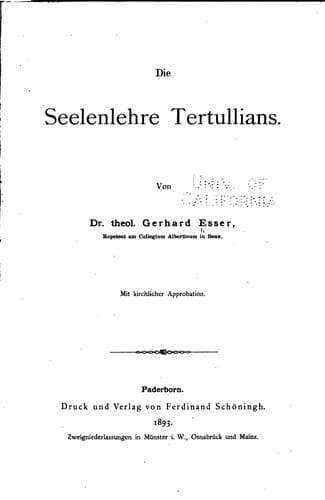 Tapa de Die Seelenlehre Tertullians