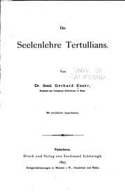 Tapa de Die Seelenlehre Tertullians