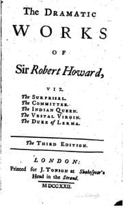 Tapa de The Dramatic Works of Sir Robert Howard, Viz