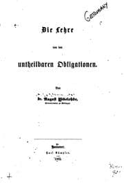 Tapa de Die Lehre von den untheilbaren Obligationen
