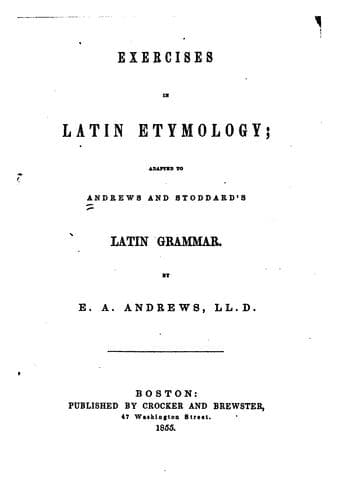 Tapa de Exercises in Latin Etymology