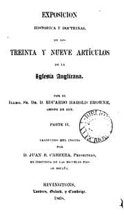 Tapa de Exposición histórica y doctrinal, de los treinta y nueve Artículos de la Iglesia anglicana, tr ..