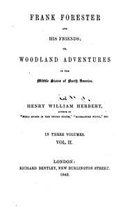 Tapa de frank forester and his friends; or, woodland adventures in the middle states of north america