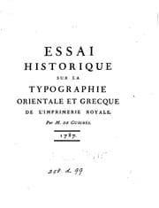 Tapa de Essai historique sur la typographie orientale et grecque de l'Imprimerie royale
