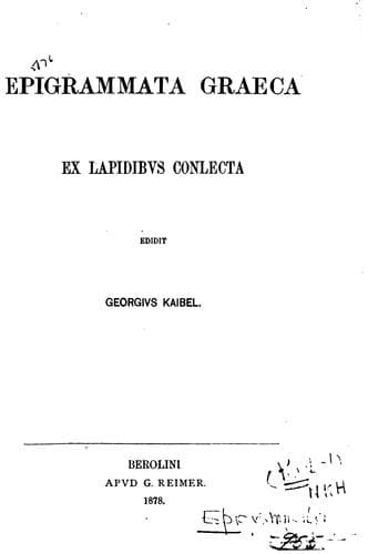 Tapa de Epigrammata graeca ex lapidibus conlecta