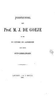 Tapa de Feestbundel aan prof. M. J. de Goeje op den 6den October 1891 aangeboden door eenige oud-leerlingen