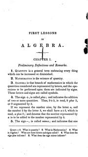 Tapa de First Lessons in Algebra, Embracing the Elements of the Science ..