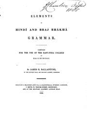Tapa de Elements of Hindī and Braj Bhākhā Grammar: Compiled for the Use of the East ..
