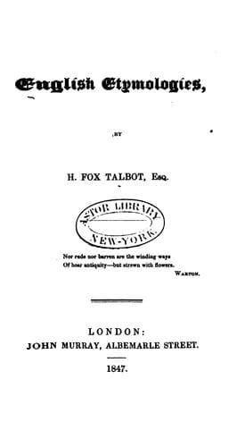 Tapa de English etymologies