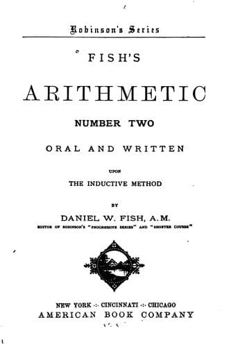 Tapa de Fish's Arithmetic Number Two: Oral and Written, Upon the Inductive Method