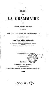 Tapa de Essai sur la grammaire du language naturel des signes, à l'usage des instituteurs de sourds-muets