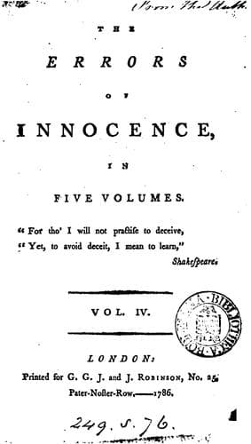 Tapa de The errors of innocence