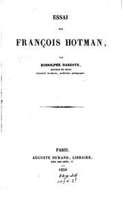 Tapa de Essai sur François Hotman