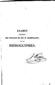 Tapa de Examen critique des travaux de feu M. Champollion sur les hiéroglyphes