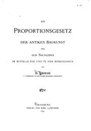 Tapa de Ein Proportionsgesetz der antiken Baukunst und sein Nachleben im Mittelalter ..