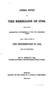 Tapa de General history of the rebellion of 1798, also a brief account of the ..