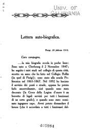 Tapa de Giorgio Sore, con una lettera autobiografica: Bibliografia, ritratto autografo