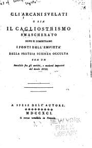 Tapa de Gli Arcani svelati, o sia il Cagliostrismo smascherato, dove si dimostrano i fonti dell'empietà ..