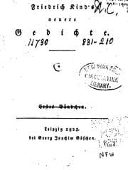Tapa de Friedrich Kind's neuere Gedichte