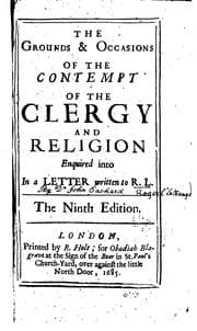 Tapa de The Grounds & Occasions of the Contempt of the Clergy and Religion Enquired ..