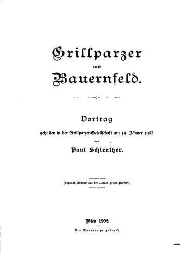 Tapa de Grillparzer und Bauernfeld
