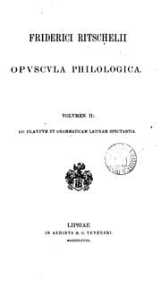 Tapa de Friderici Ritschelii opuscula philologica