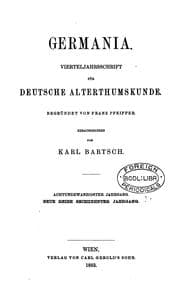 Tapa de Germania. vierteljahsschrift fur Deutsche Alterthumskumde