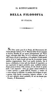 Tapa de Il rinnovamento della filosofia in Italia proposto dal C. T. Mamiani Della Rovere ed esaminato