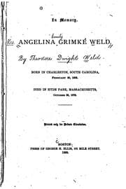 Tapa de In Memory: Angelina Grimké Weld