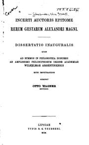 Tapa de Incerti auctoris Epitome rerum gestarum Alexandri Magni