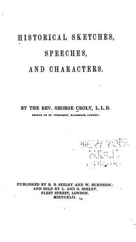 Tapa de Historical Sketches, Speeches, & Characters
