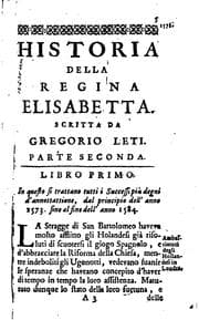 Tapa de Historia o vero vita di Elisabetta, regina d'Inghilterra: Detta per sopranome la Comediante Politica