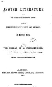 Tapa de Jewish Literature from the Eighth to the Eighteenth Century: With an Introduction on Talmud and ..